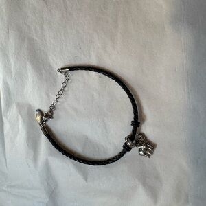 Black Braided Bracelet with Silver elephant Charm
